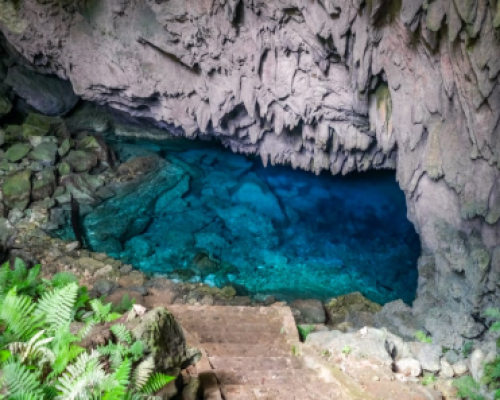 Paisupok Cave with natural blue lagoon in Banggai